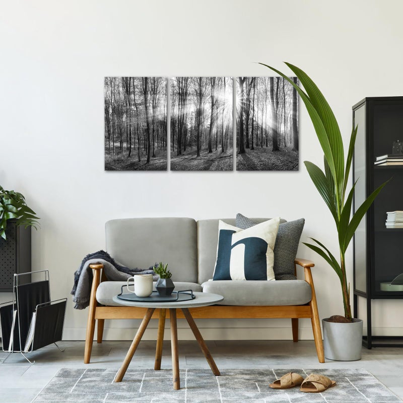 LevvArts Canvas Wall Art Black and White Forest Picture Art Prints Winter Sunrise Nature Landscape Painting for Bedroom Living Room Office Wall Decor - Image 4
